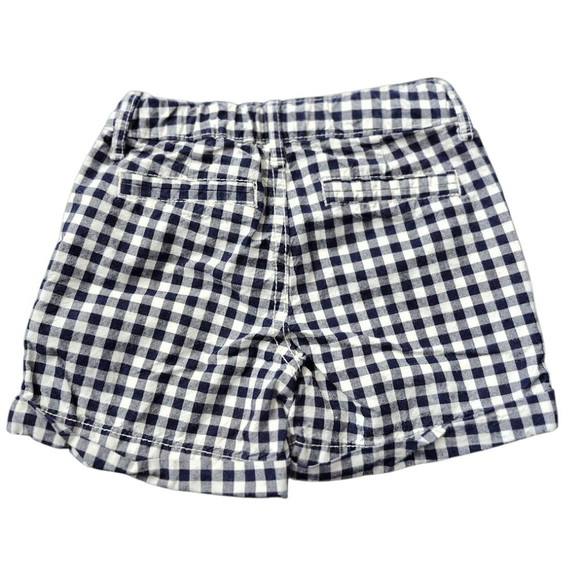 Girls Gap Midi Shorts Size 5 Navy Blue White Checkered - Picture 2 of 3